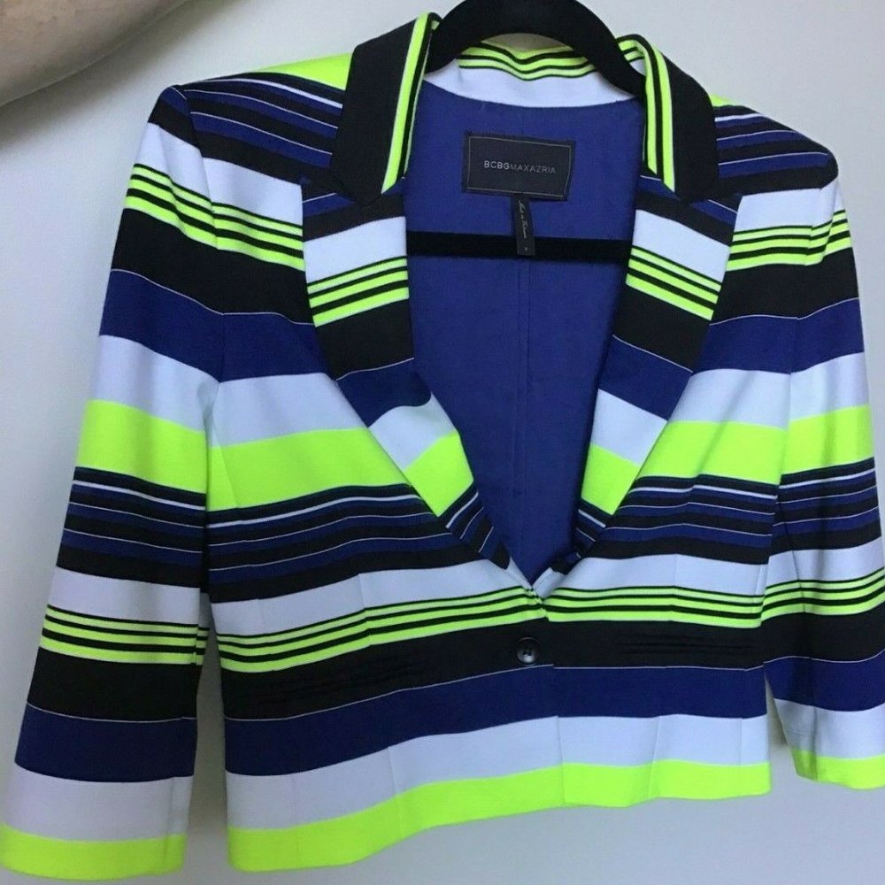BCBG Max Azria Natalia Neon Striped Blazer Jacket